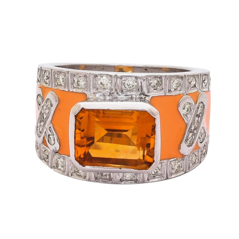 ladies-ruby-cathedral-rings-Ring- Citrine and Diamond (Enamel)