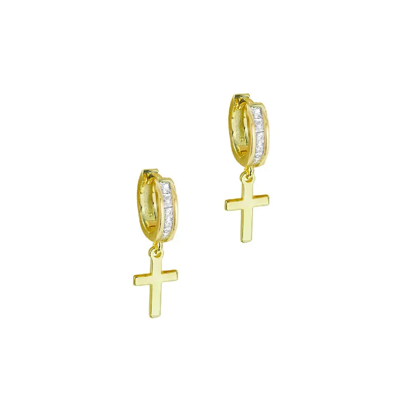 ladies-birthstone-bar-drop-earrings-THE CHANNEL SET CROSS HUGGIE EARRINGS