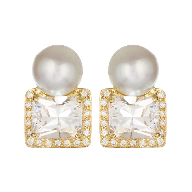 ladies-gift-ear-wrap-earrings-Earrings - Crystal, Diamonds and South Sea Pearl (2222A)