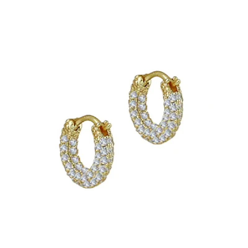 ladies-elegant-gold-earrings-THE TINY SADIE PAVE' HOOP EARRINGS