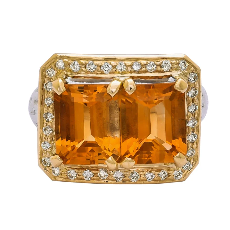 ladies-marquise-cut-gold-rings-Ring- Citrine and Diamond