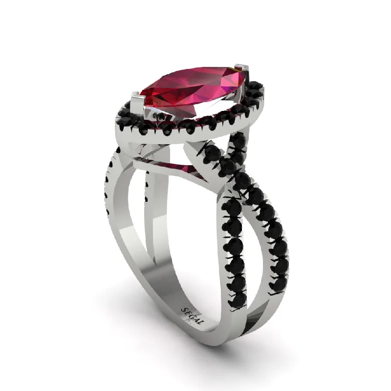 engagement-princess-cut-silver-rings-Ruby Marquise Split Shank Engagement Ring - Carly No. 42