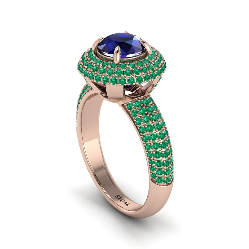 engagement-radiant-cut-sapphire-rings-Sapphire Golden Majesty Pave Halo Engagement Ring - Myra No. 29