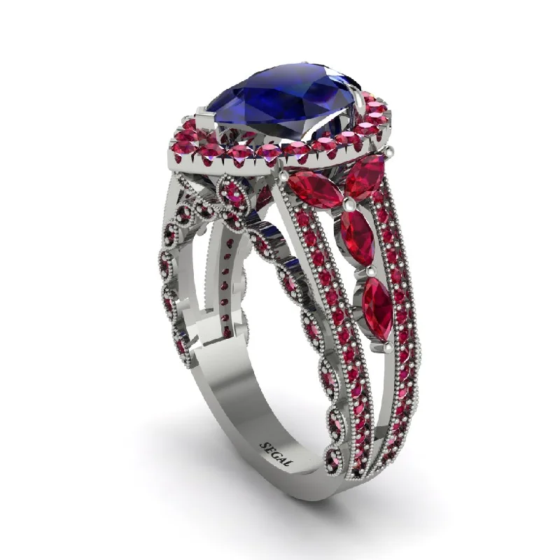 engagement-classic-platinum-rings-Sapphire Imperial Blossom Engagement Ring - April No. 60