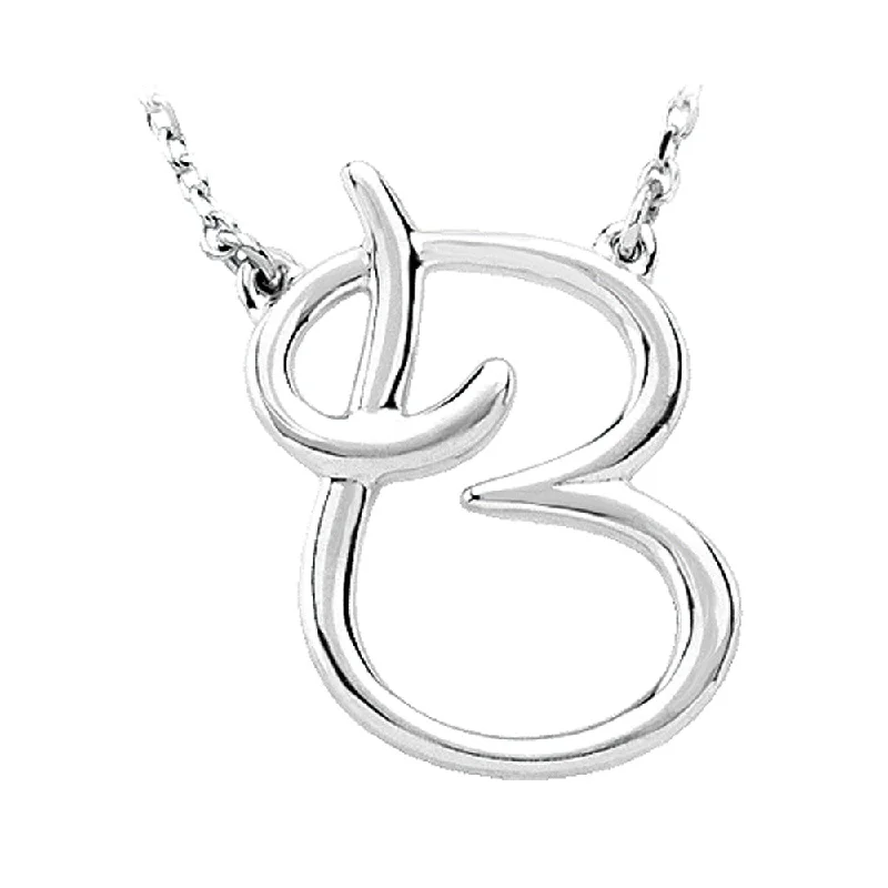 Ladies necklaces soft charm -14k White Gold, Olivia Collection, Medium Script Initial B Necklace