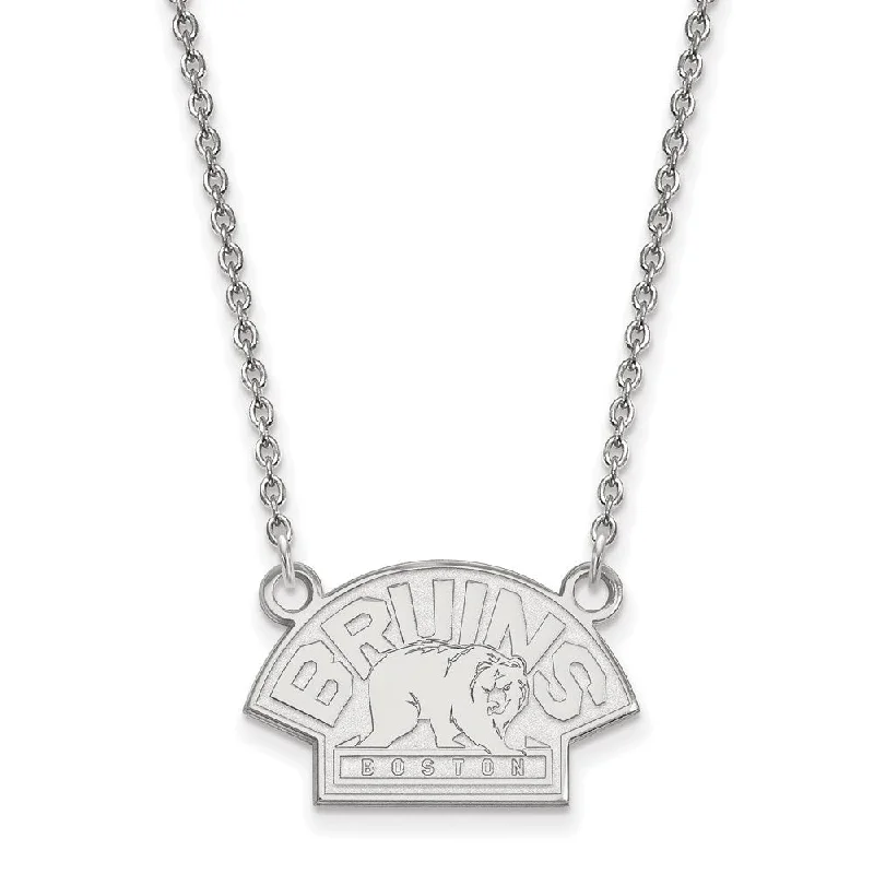 Ladies necklaces futuristic charm -10k White Gold NHL Boston Bruins SM Necklace, 18 Inch