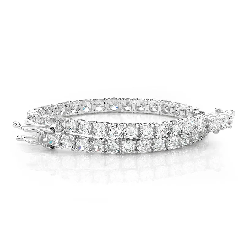 Ladies bracelets for spring charm -Round Brilliant tennis bracelet with 8.5 carats* of diamond simulants in 10 carat white gold