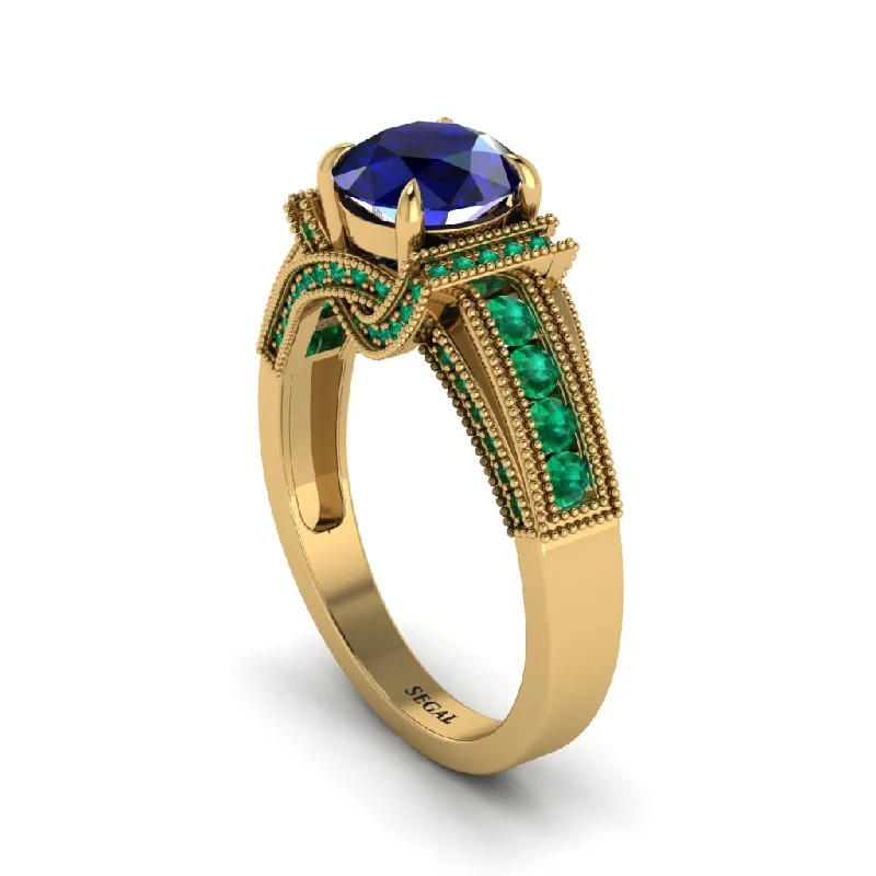 engagement-sapphire-pave-set-rings-Sapphire Eternal Embrace Milgrain Engagement Ring - Fernanda No. 28