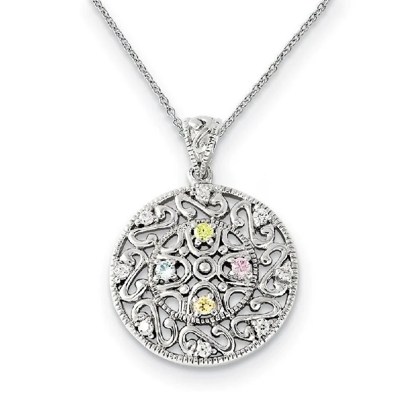 Ladies necklaces tactile charm -Rhodium Plated Sterling Silver & CZ Bliss Necklace, 18 Inch