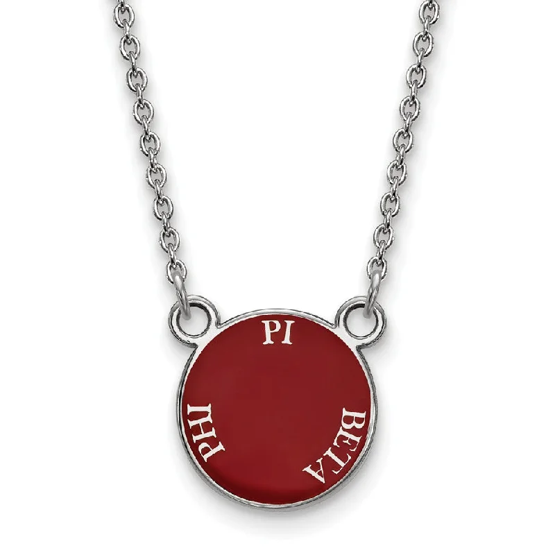 Ladies necklaces simple flair -Sterling Silver Pi Beta Phi Small Enamel Disc Necklace