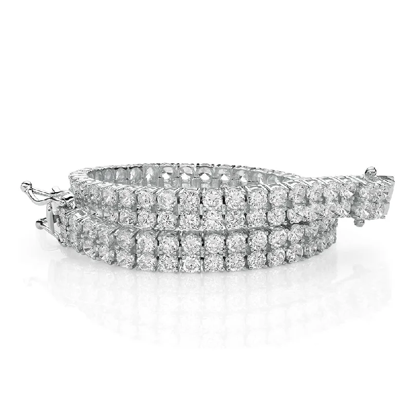 Ladies bracelets for video elegance -Round Brilliant tennis bracelet with 12.54 carats* of diamond simulants in 10 carat white gold