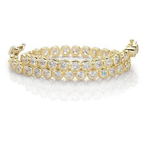 Ladies bracelets bespoke flair -Round Brilliant tennis bracelet with 5.83 carats* of diamond simulants in 10 carat yellow gold