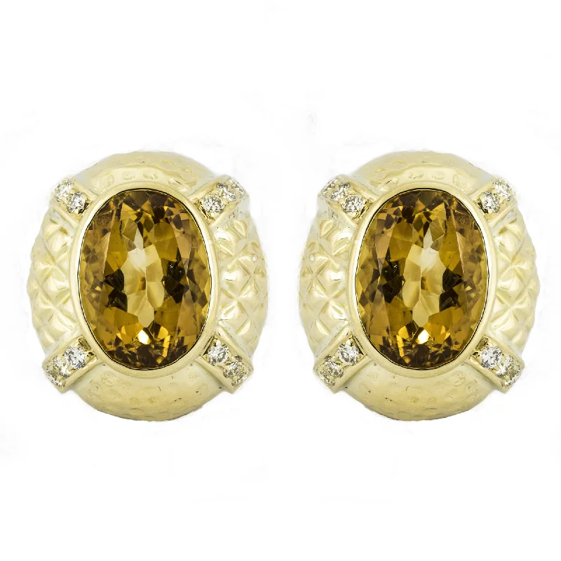 ladies-wedding-gold-earrings-Earrings- Citrine And Diamond (1445A)