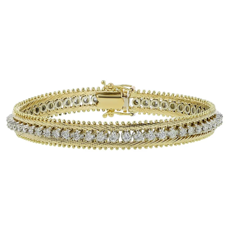 Ladies bracelets for grad charm -1.74-Carat Diamond Inlaid 14K Gold Bracelet