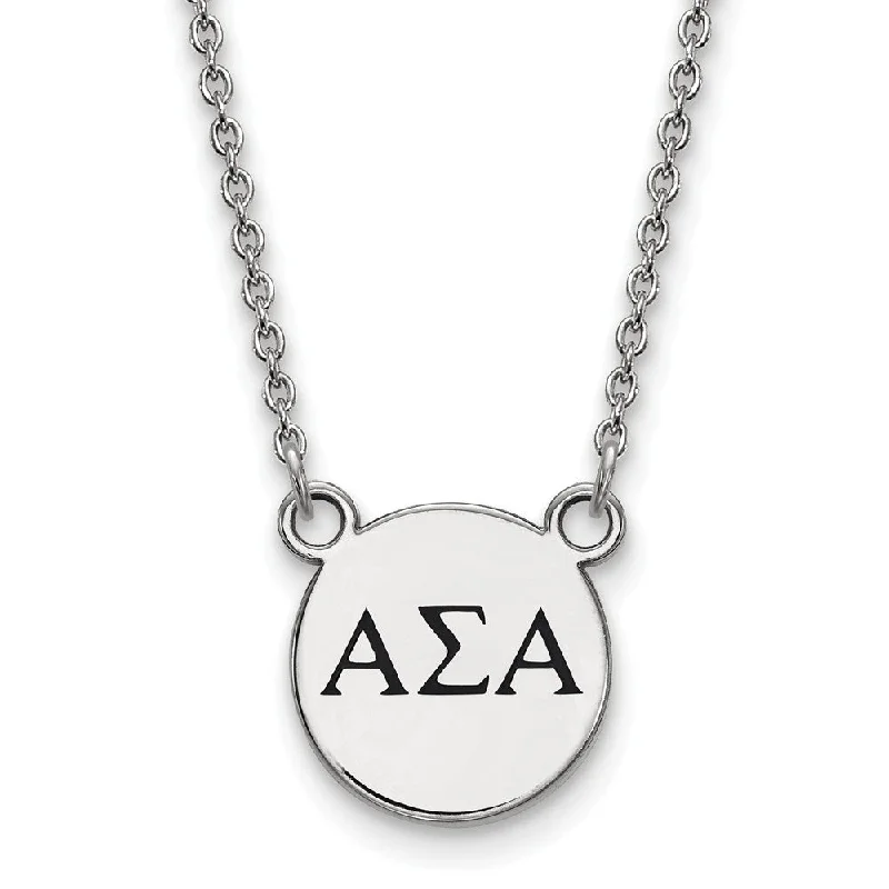 Ladies necklaces fancy flair -Sterling Silver Alpha Sigma Alpha Small Enamel Greek Letters Necklace