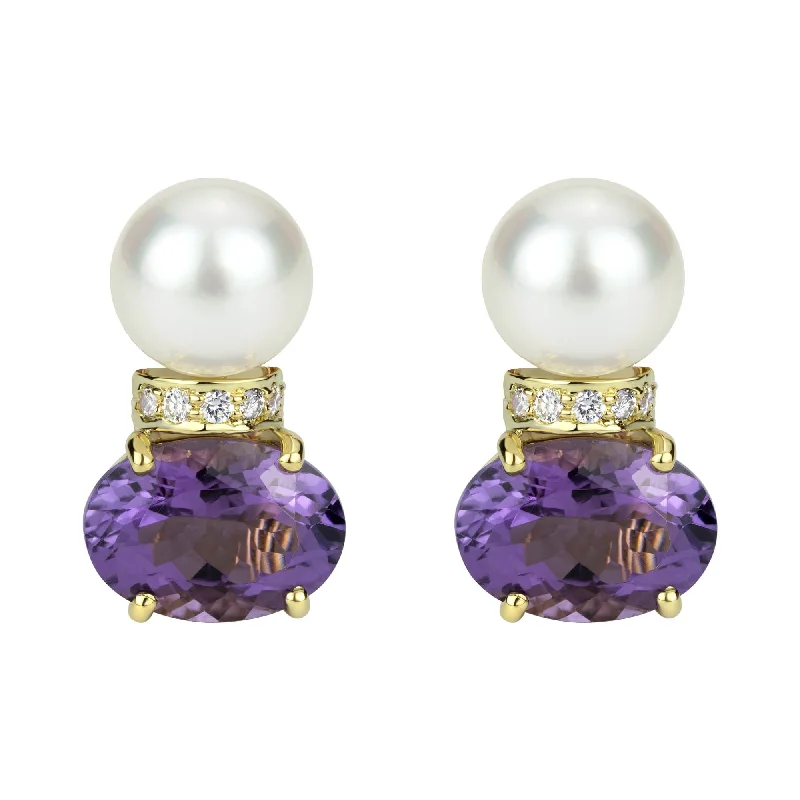 ladies-diamond-rose-gold-earrings-Earrings -  Amethyst Pearl And Diamond (2301E)