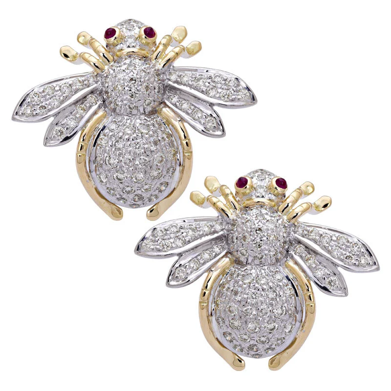 ladies-statement-rose-gold-earrings-Earrings-Ruby and Diamond