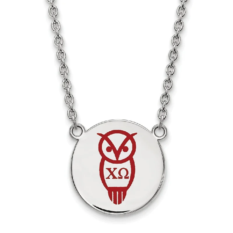 Ladies necklaces classic elegance -Sterling Silver Chi Omega Large Enamel Necklace