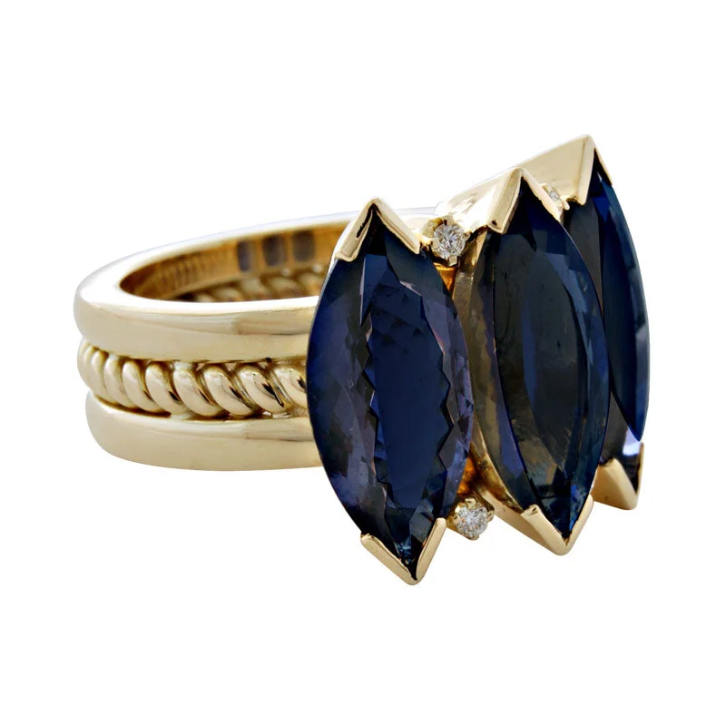 ladies-white-gold-accent-rings-Ring- Iolite And Diamond