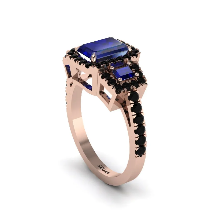 engagement-handmade-white-gold-rings-Sapphire Three Halo Radiance Engagement Ring - Emely No. 44