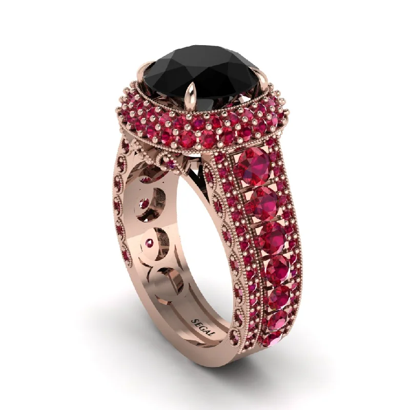 engagement-modern-rose-gold-rings-Black Diamond Radiant Majesty Pave Engagement Ring - Cataleya No. 53