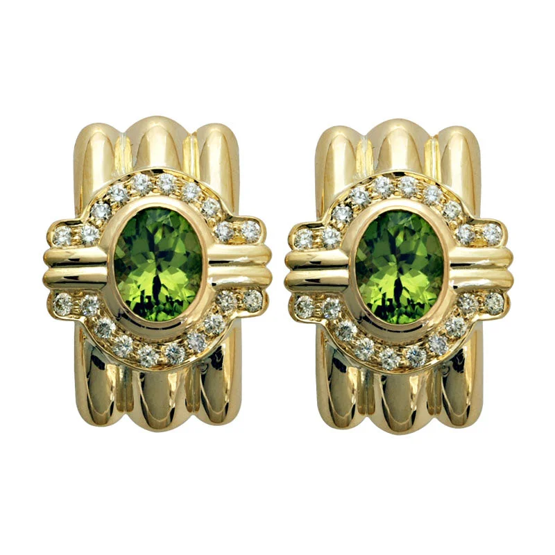 ladies-fashion-silver-earrings-Earrings - Peridot And Diamond (1503B)