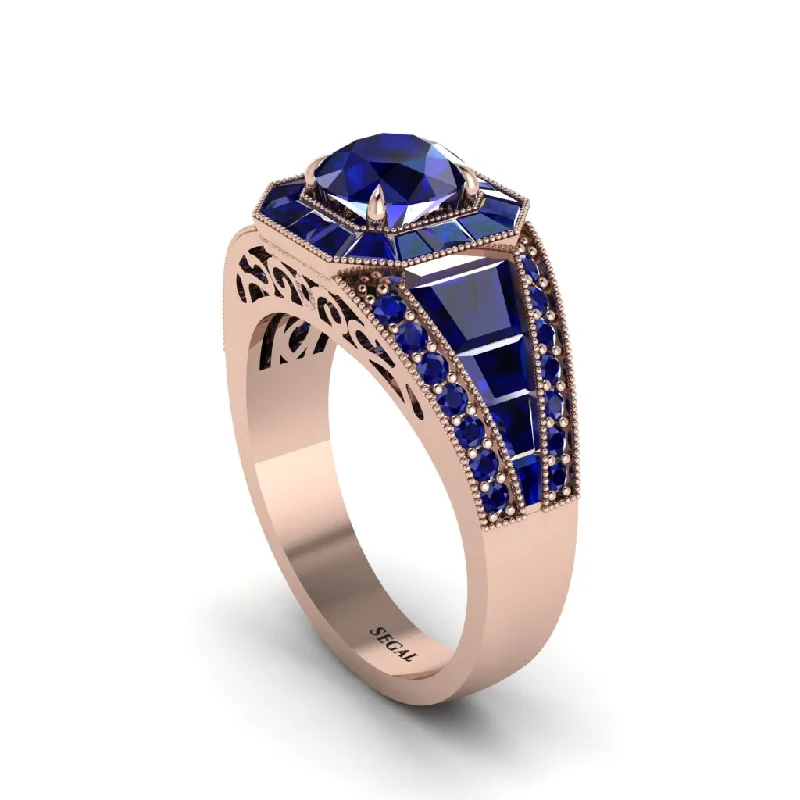 engagement-oval-rose-gold-rings-Sapphire Royal Radiance Halo Engagement Ring - Liana No. 74