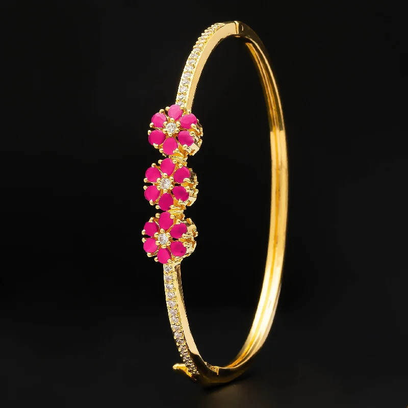 Ladies bracelets for bold elegance -24ct Heavy Gold Plated Stone Bracelet Bangle PSBRB61WR-002