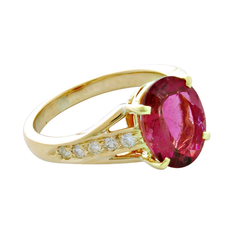 ladies-elegant-accent-rings-Ring- Rubellite And Diamond