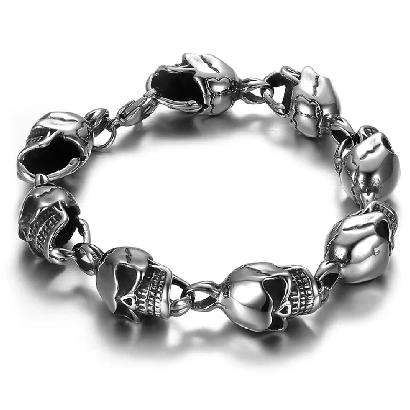 Ladies bracelets with ruby sapphire -Stainless Steel Elegant Skull  Bracelet