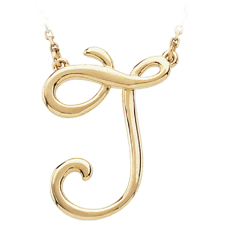 Ladies necklaces for upscale charm -14k Yellow Gold, Olivia Collection, Medium Script Initial J Necklace