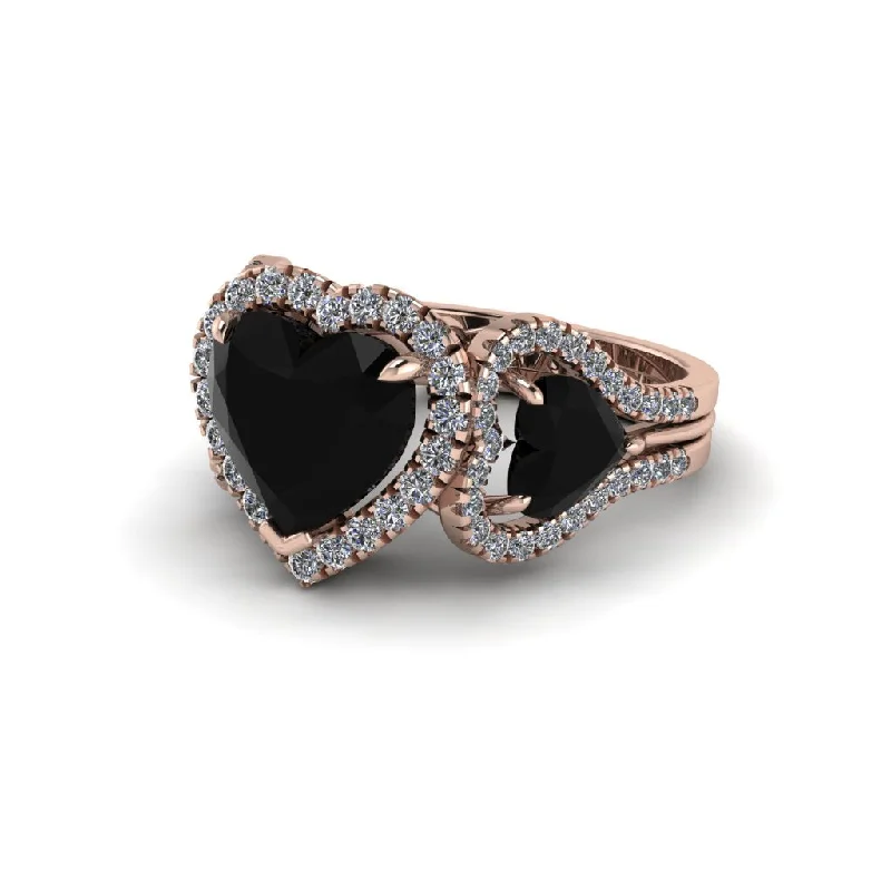 engagement-vintage-rose-gold-rings-Black Diamond Eternal Heartbeat Engagement Ring - Aylin No. 8