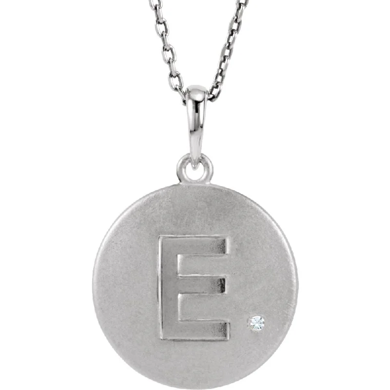 Ladies necklaces with ridge elegance -The Emma Sterling Silver Diamond Block Initial E Disc Necklace, 18 In.