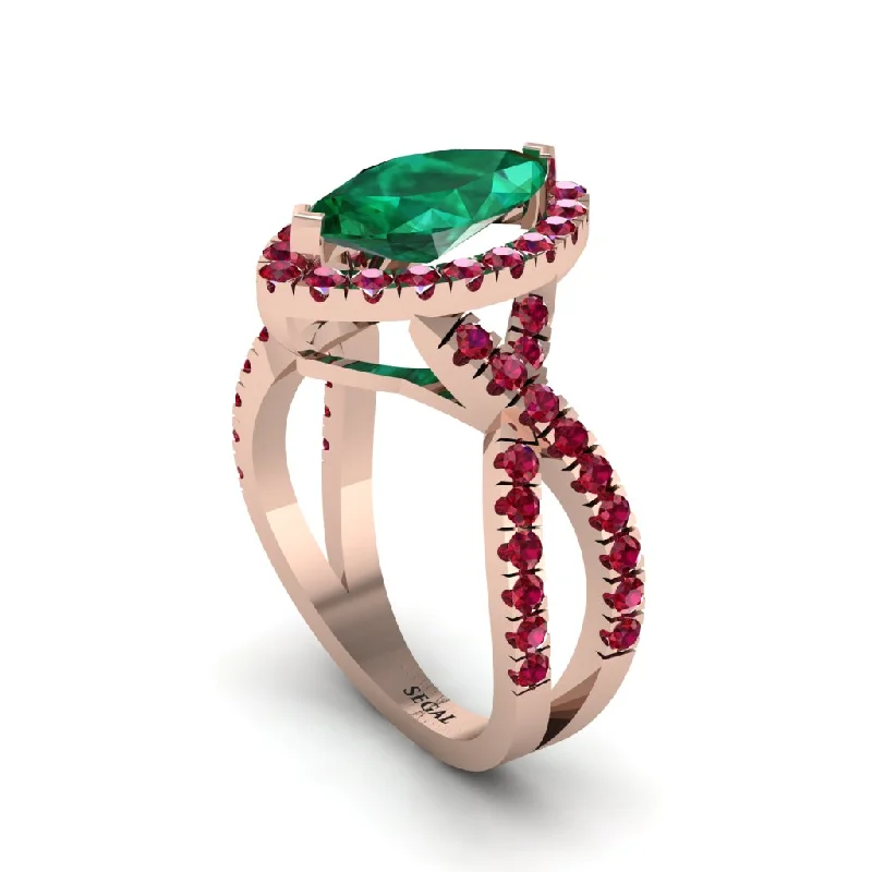 engagement-birthstone-pave-set-rings-Emerald Marquise Split Shank Engagement Ring - Carly No. 50