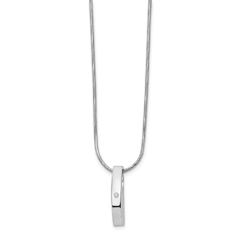 Ladies necklaces with tide chalcedony -Diamond Accent Vertical Bar Adjustable Silver Necklace, 18 Inch