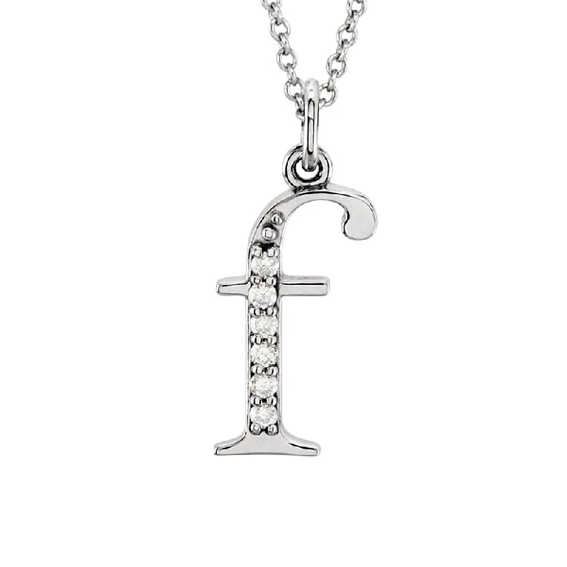 Ladies necklaces timeless elegance -The Abbey 14k White Gold Diamond Lower Case Initial 'f' Necklace 16 In