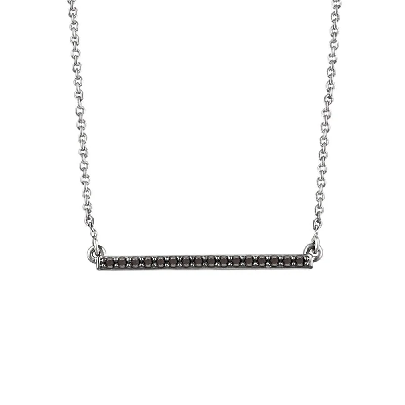 Ladies necklaces for wedding sparkle -1/6 Ctw Black Diamond 26mm Bar Necklace in 14k White Gold, 18 Inch