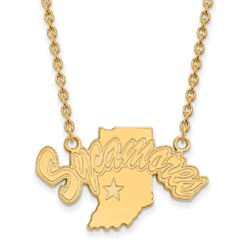 Ladies necklaces soft elegance -14k Gold Plated Silver Indiana State Sycamores Pendant Necklace