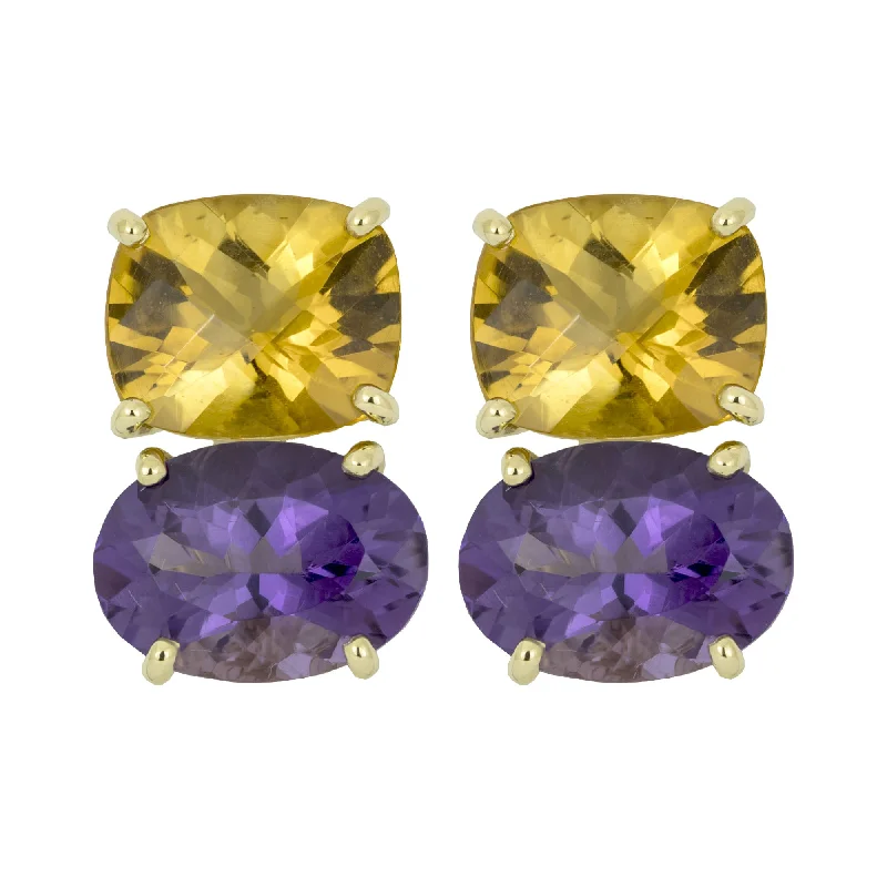 ladies-diamond-rose-gold-earrings-Earrings - Citrine And Amethyst