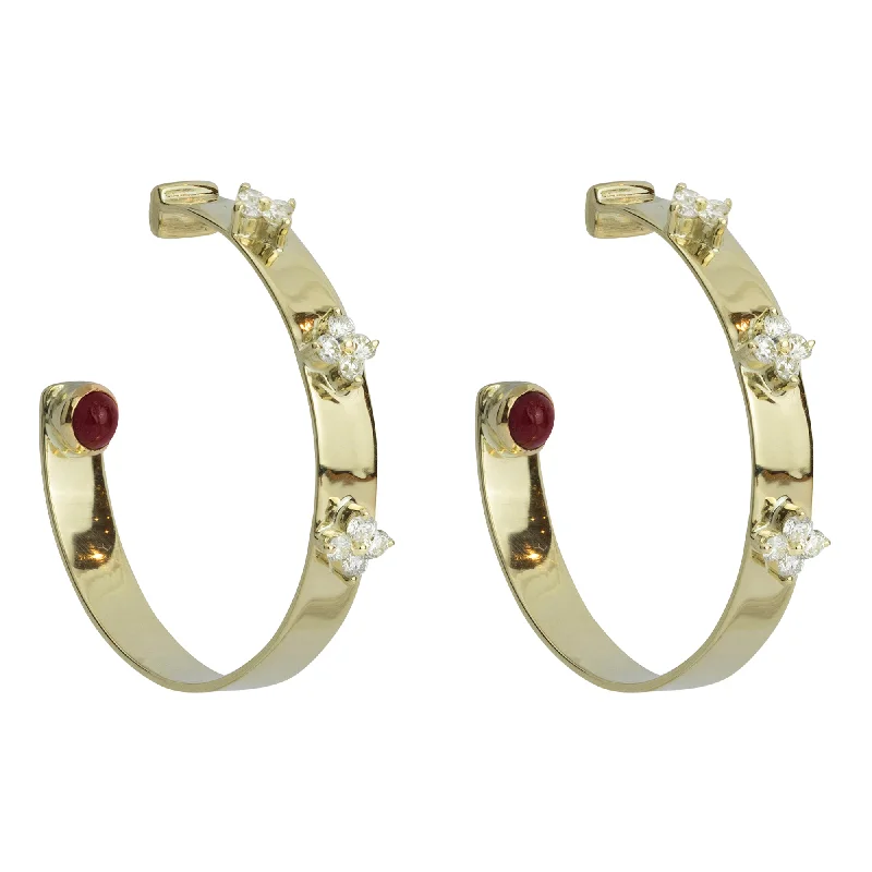 ladies-affordable-rose-gold-earrings-Earrings - Diamond And Ruby (2262G)