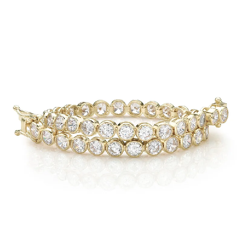 Ladies bracelets for island vibes -Round Brilliant tennis bracelet with 9.25 carats* of diamond simulants in 10 carat yellow gold