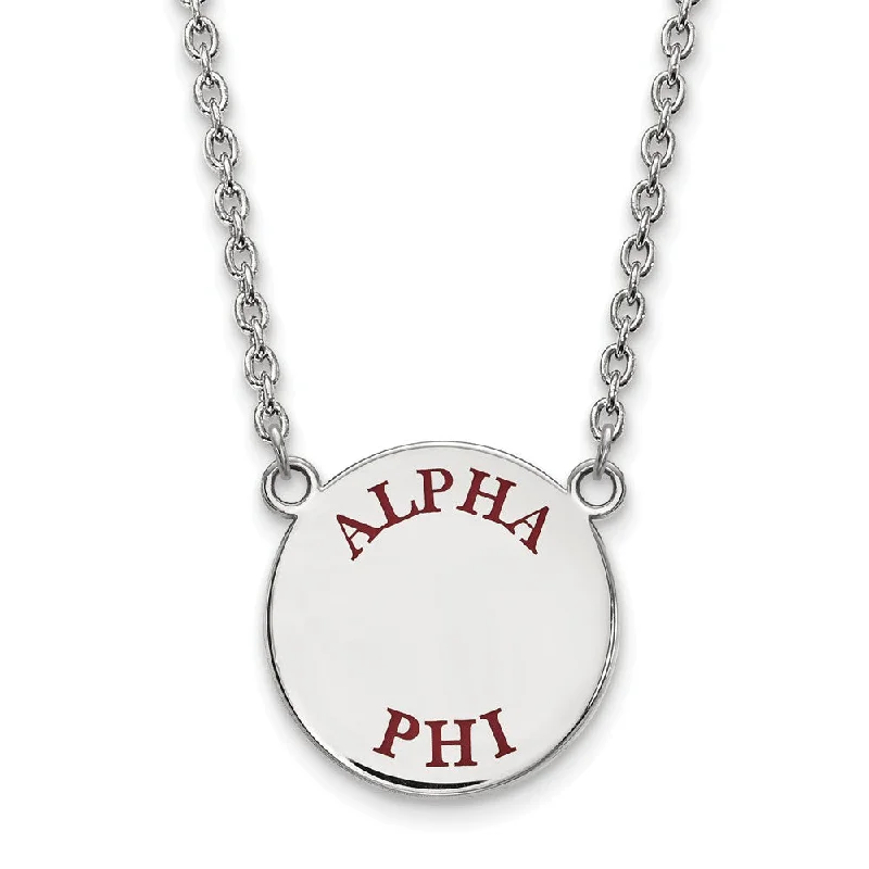 Ladies necklaces for chef vibes -Sterling Silver Alpha Phi Large Enamel Greek Letters Necklace