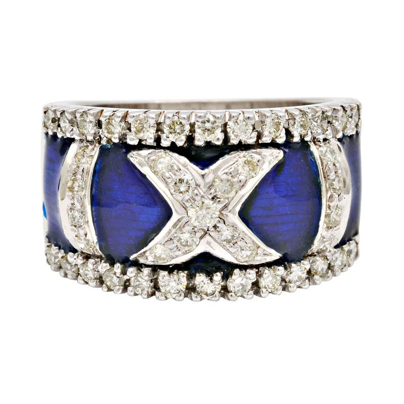 ladies-oval-silver-rings-Ring-Diamond (Enamel)