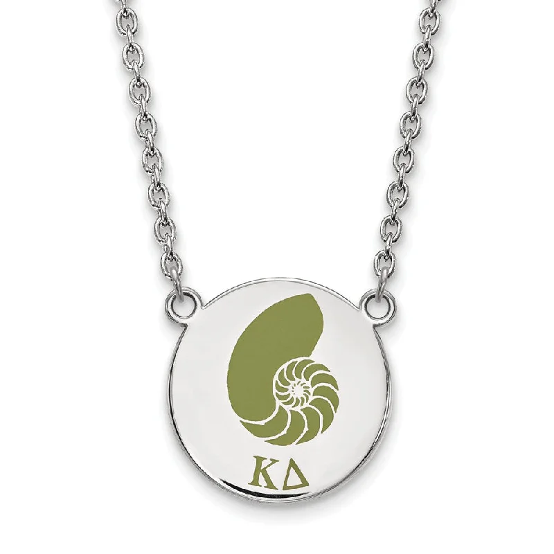 Ladies necklaces for harvest vibes -Sterling Silver Kappa Delta Large Enamel Necklace