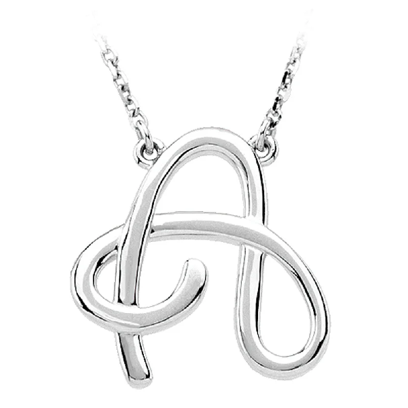 Ladies necklaces for online vibes -14k White Gold, Olivia Collection, Medium Script Initial A Necklace