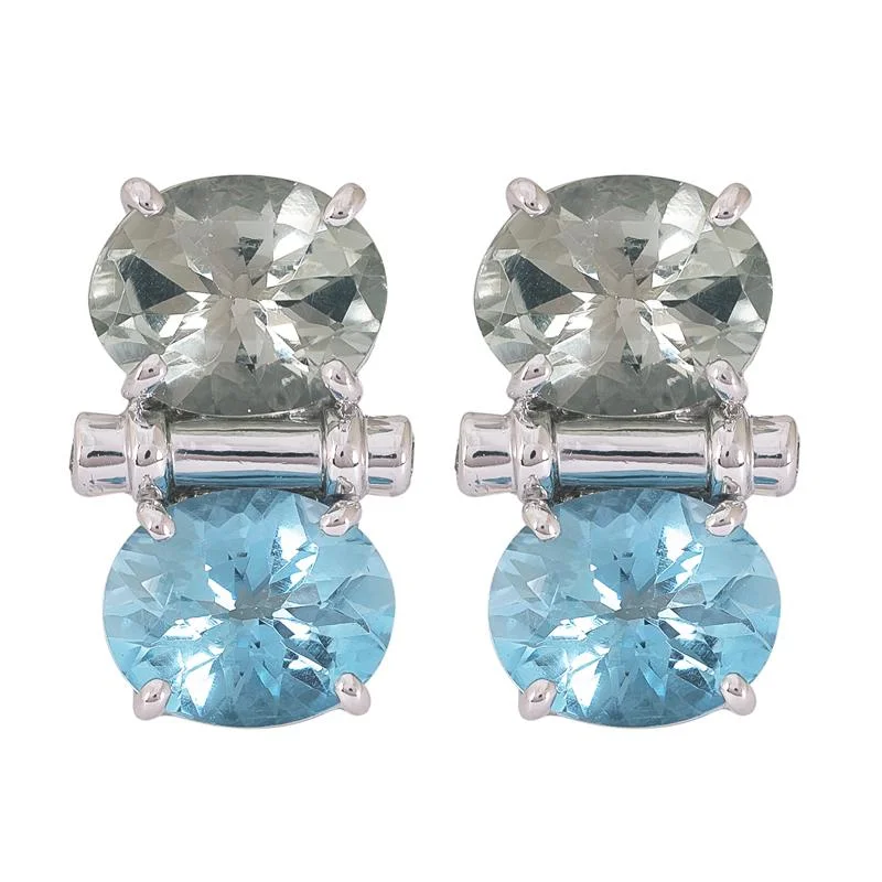 ladies-artisan-chandelier-earrings-Earrings- Blue Topaz, Green Quartz and Diamond  (273AS)