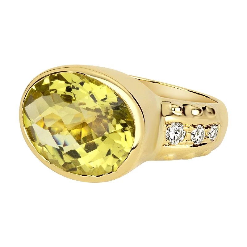 ladies-unique-silver-rings-Ring - Lemon Quartz And Diamond