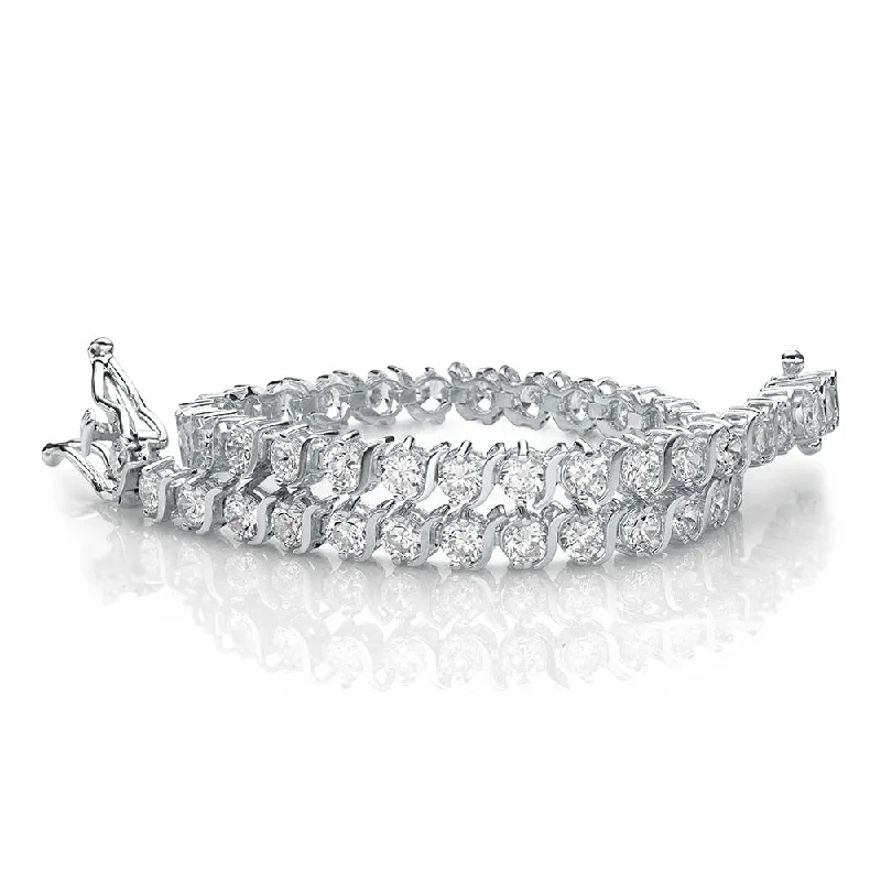 Ladies bracelets for online elegance -Round Brilliant tennis bracelet with 5.28 carats* of diamond simulants in 10 carat white gold