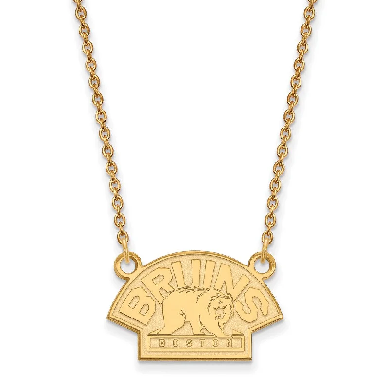 Ladies necklaces muted hues -SS 14k Yellow Gold Plated NHL Boston Bruins SM Necklace, 18 Inch