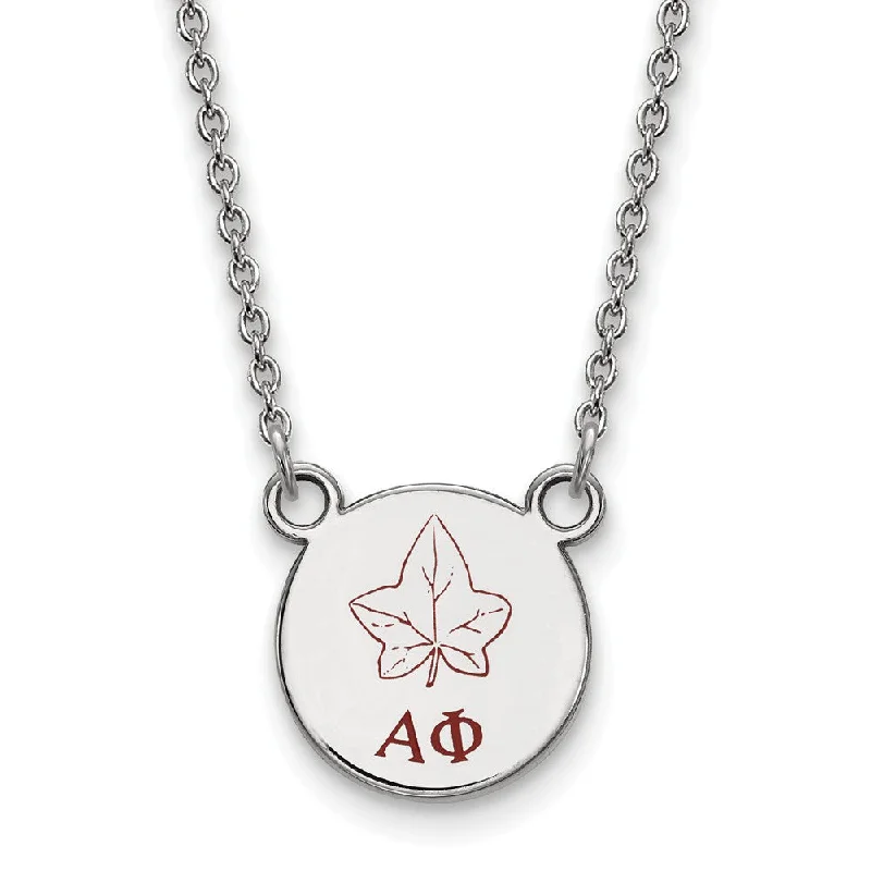 Ladies necklaces modern charm -Sterling Silver Alpha Phi Small Enamel Necklace